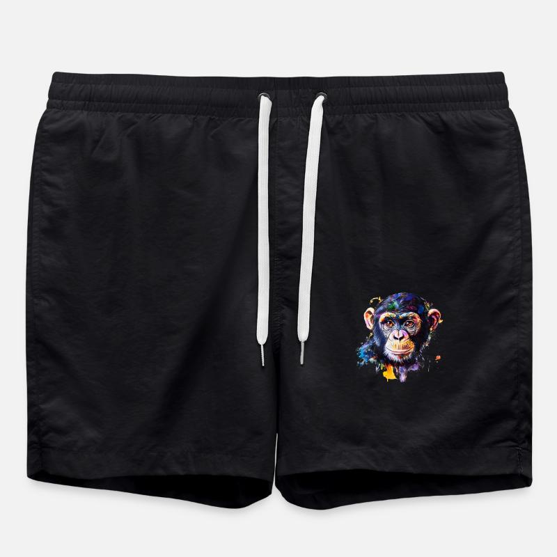 Comparison of humans and chimpanzees - Swim Trunks - black
