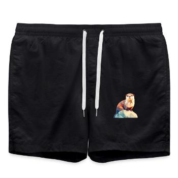 Verspielter Otter auf schroffem Felsen - Badeshorts - Schwarz - Vorne - AI Model Male 185 light (185cm)