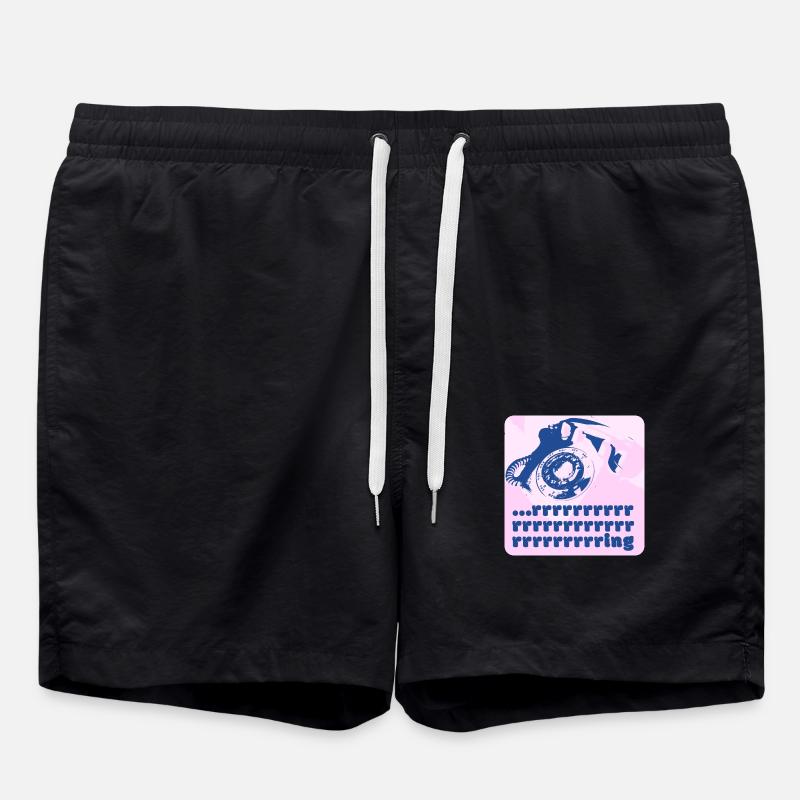 Retro Telefon - "Rrrrrrring" - Badeshorts - Schwarz