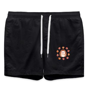 Hérisson doux au feuillage d’automne - Cosy - Short de bain - noir - Devant - AI Model Male 185 light (185cm)