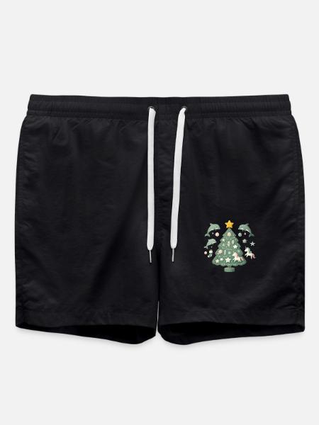 Whimsical Christmas Tree Fantasy - Swim Trunks - black
