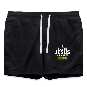 J’aime Jésus & Pickles Cornichon Vegan Concombre - Short de bain - noir - Devant - AI Model Male 185 light (185cm)