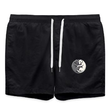 YinYang Sleeping Dogs Design - Swim Trunks - black - Front - AI Model Male 185 light (185cm)