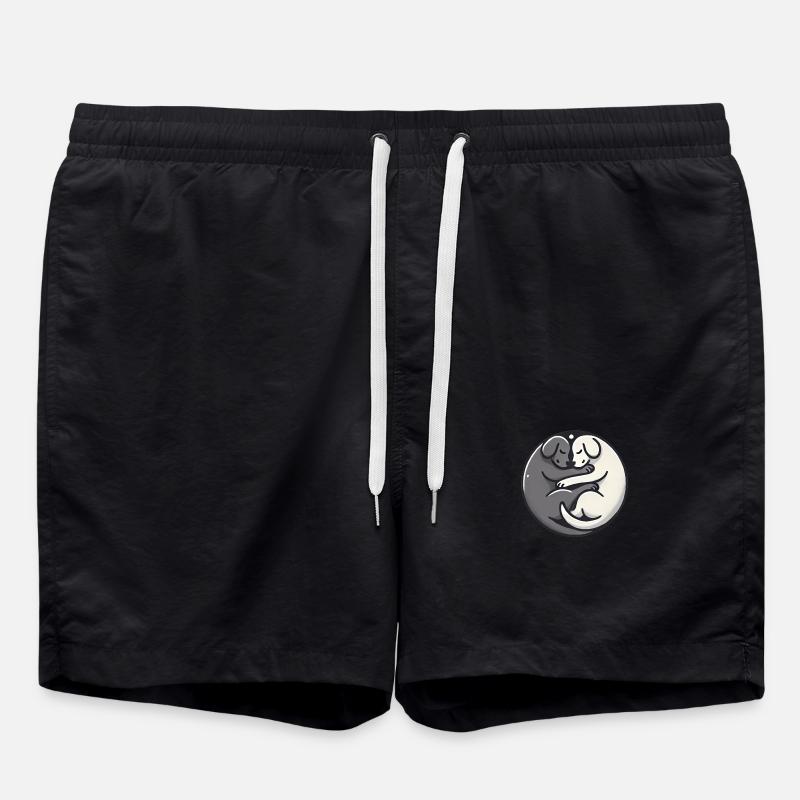 YinYang Sleeping Dogs Design - Swim Trunks - black