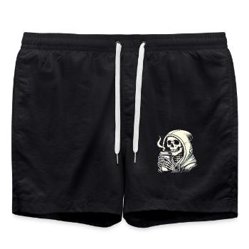 Chill Skeleton mit Kaffee Hoodie - Badeshorts - Schwarz - Vorne - AI Model Male 185 light (185cm)