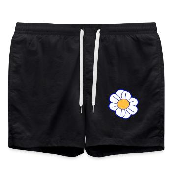 White Daisies Flowers Spring Summer Flowers - Swim Trunks - black - Front - AI Model Male 185 light (185cm)