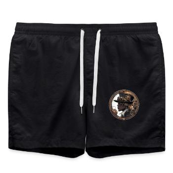 Esthétique steampunk : engrenages et visions - Short de bain - noir - Devant - AI Model Male 185 light (185cm)