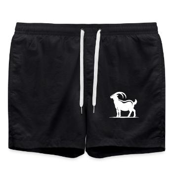 Portrait de chèvre avec d’énormes cornes - Short de bain - noir - Devant - AI Model Male 185 light (185cm)