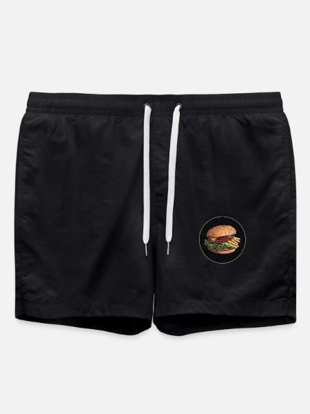 Burger with fries – taste on the hand - Swim Trunks - black