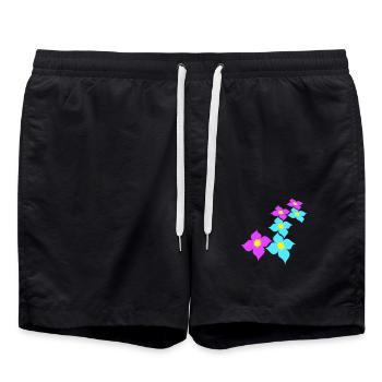 Many Pretty Flowers Colorful Decorative Pattern Beautiful - Swim Trunks - black - Front - AI Model Male 185 light (185cm)