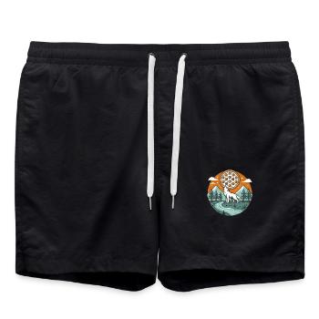 Loup hurlant avec pizza lune - Short de bain - noir - Devant - AI Model Male 185 light (185cm)