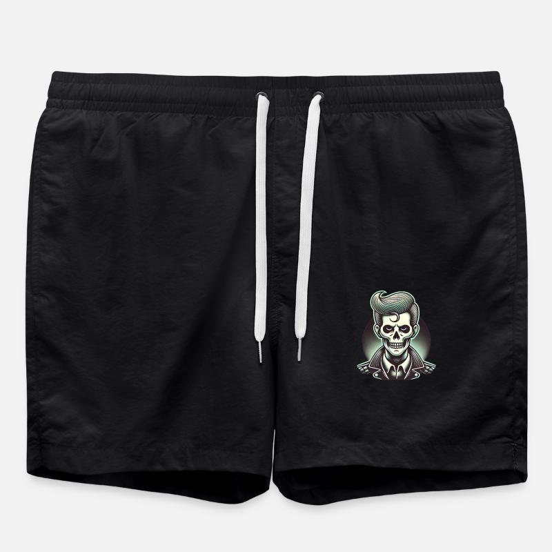 Rockabilly Zombie Crâne Illustration - Short de bain - noir