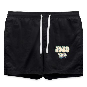 Retro-Geschenkidee aus den 1980er Jahren - Badeshorts - Schwarz - Vorne - AI Model Male 185 light (185cm)