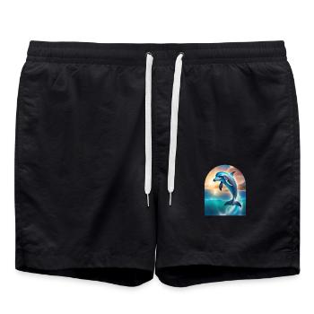 Un dauphin sortant de la mer - Short de bain - noir - Devant - AI Model Male 185 light (185cm)