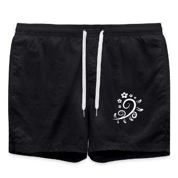 Beaucoup de fleurs vigne blanc motif décoratif beau - Short de bain - noir - Devant - AI Model Male 185 light (185cm)