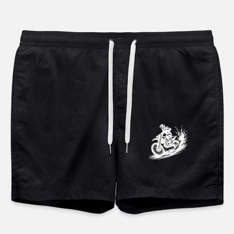 Dynamic motocross illustration Drawing - Swim Trunks - black