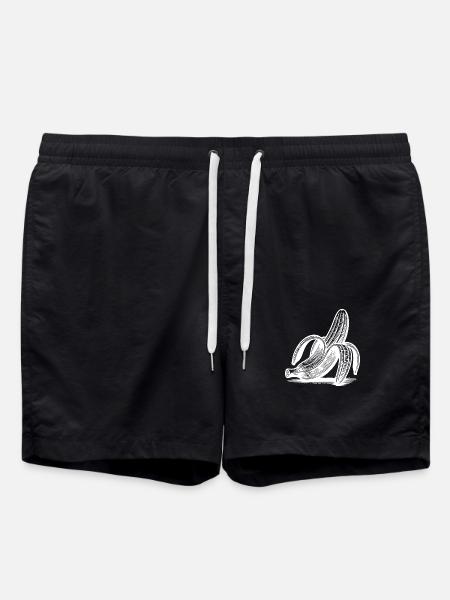 Striptease Banana Drawing Ink Style - Swim Trunks - black