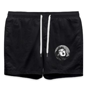 Retro Drama: A moment full of nostalgia! - Swim Trunks - black - Front - AI Model Male 185 light (185cm)