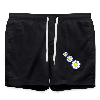3 Marguerites Blanches Fleurs Printemps Eté Jolie - Short de bain - noir - Devant - AI Model Male 185 light (185cm)