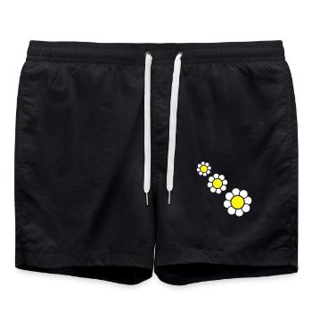 3 Marguerites Blanches Fleurs Printemps Eté Jolie - Short de bain - noir - Devant - AI Model Male 185 light (185cm)