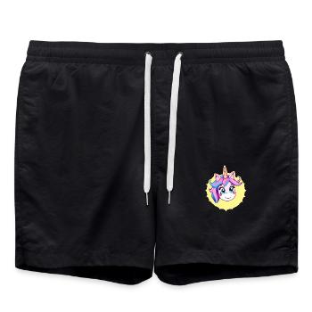 Lächelndes Einhorn magische Illustration - Badeshorts - Schwarz - Vorne - AI Model Male 185 light (185cm)