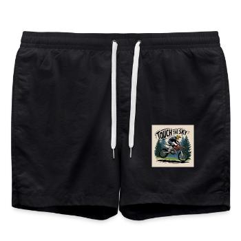 Mottocross, Motorrad, Dirt Biker mit schriftzug - Badeshorts - Schwarz - Vorne - AI Model Male 185 light (185cm)