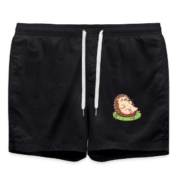 Chill Hedgehog Living Life Slow - Badeshorts - Schwarz - Vorne - AI Model Male 185 light (185cm)