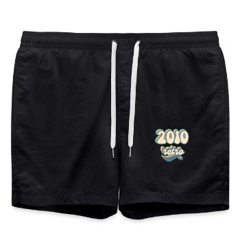 2010 Retro Geschenkidee - Badeshorts - Schwarz - Vorne - AI Model Male 185 light (185cm)
