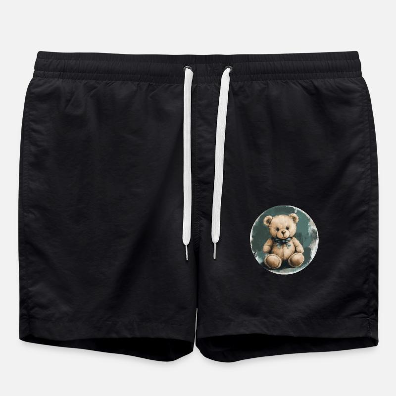 Eleganter Teddybär: Kuschelige Nostalgie! - Badeshorts - Schwarz