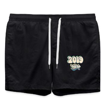 2019 retro idée cadeau - Short de bain - noir - Devant - AI Model Male 185 light (185cm)