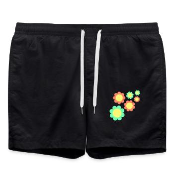 Viele Bunte Blumen Schön Dekorativ Muster Design - Badeshorts - Schwarz - Vorne - AI Model Male 185 light (185cm)