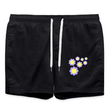 Viele Bunte Blumen Schön Dekorativ Muster Design - Badeshorts - Schwarz - Vorne - AI Model Male 185 light (185cm)