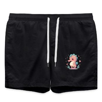 Niedliches Seepferdchen in Pastell - Badeshorts - Schwarz - Vorne - AI Model Male 185 light (185cm)