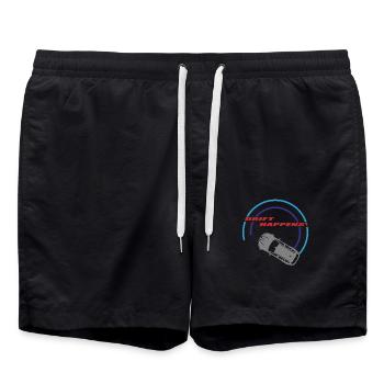 "drift happens!" Logo - Badeshorts - Schwarz - Vorne - AI Model Male 185 light (185cm)