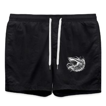 Illustration de requin féroce dans les vagues - Short de bain - noir - Devant - AI Model Male 185 light (185cm)