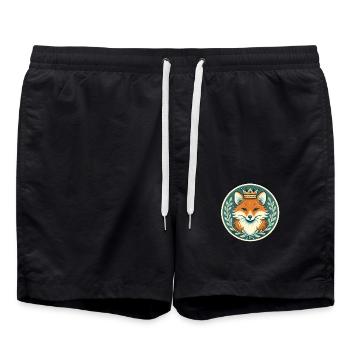 Royal Fox Badge Majestic Animal Design - Swim Trunks - black - Front - AI Model Male 185 light (185cm)