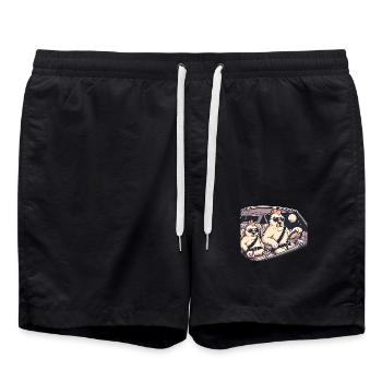 Cool poulets Road Trip Illustration - Short de bain - noir - Devant - AI Model Male 185 light (185cm)