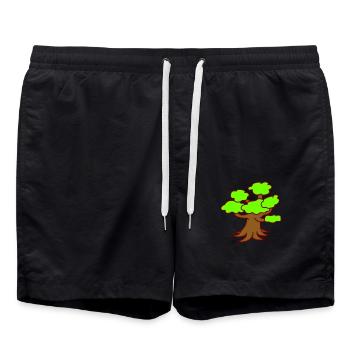 Grand Vieil Arbre Vert Forêt Nature Bois Plante - Short de bain - noir - Devant - AI Model Male 185 light (185cm)