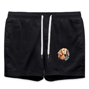 Golden Retriever Hund Coole Aquarelle - Badeshorts - Schwarz - Vorne - AI Model Male 185 light (185cm)