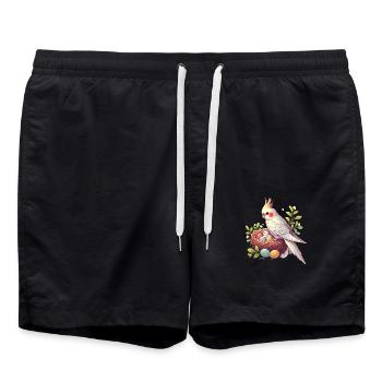 Nid de calopsitte avec des œufs Illustration - Short de bain - noir - Devant - AI Model Male 185 light (185cm)