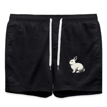 Silhouette Minimaliste Lapin BlancMinimalist Whit - Short de bain - noir - Devant - AI Model Male 185 light (185cm)