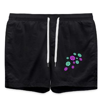 Lots of Pretty Colorful Flowers Pattern Decorative Beautiful - Swim Trunks - black - Front - AI Model Male 185 light (185cm)