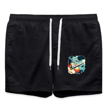 Vol futur : la flotte spatiale galactique en action - Short de bain - noir - Devant - AI Model Male 185 light (185cm)