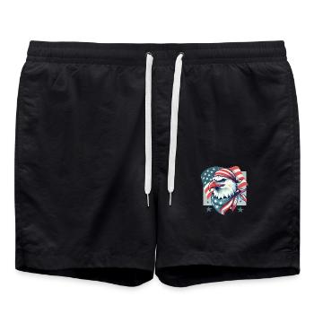 Patriotischer Adler mit amerikanischer Flagge - Badeshorts - Schwarz - Vorne - AI Model Male 185 light (185cm)