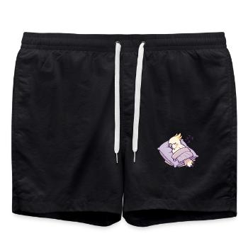 Schläfriger Kakadu Gemütliches Cartoon-Design - Badeshorts - Schwarz - Vorne - AI Model Male 185 light (185cm)