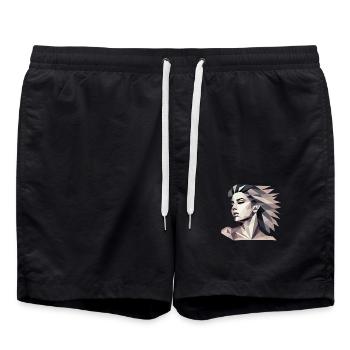 Design "Triangular reflect" - Badeshorts - Schwarz - Vorne - AI Model Male 185 light (185cm)