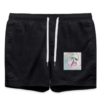 Two Hearts Love Friendship Connection - Swim Trunks - black - Front - AI Model Male 185 light (185cm)