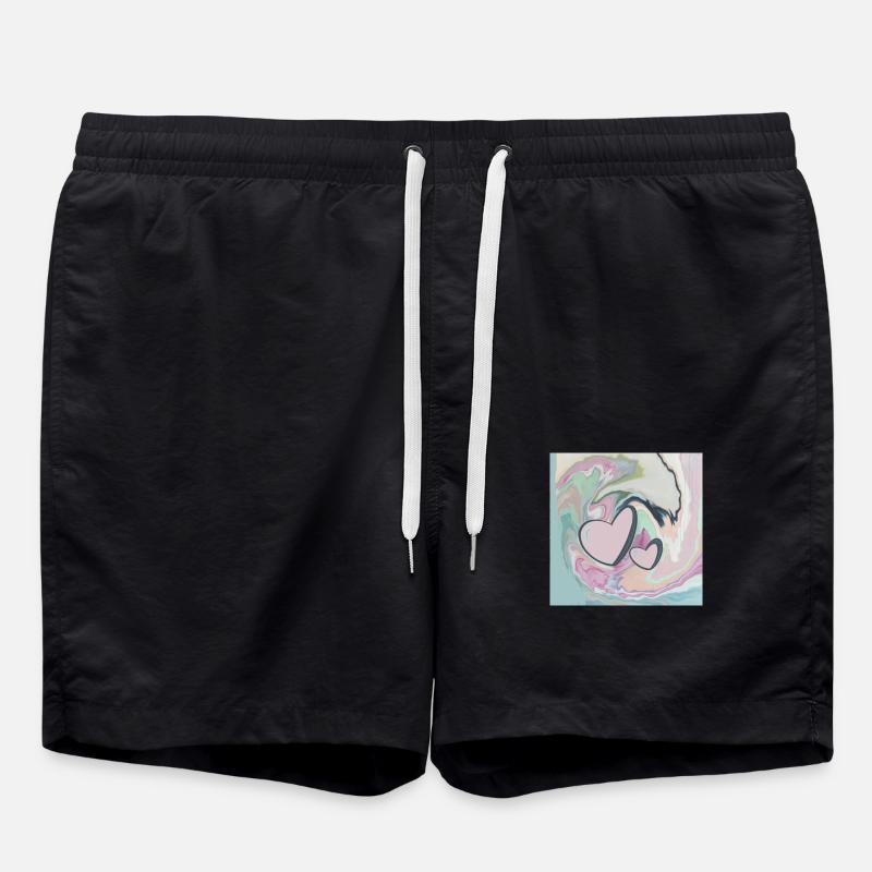 Two Hearts Love Friendship Connection - Swim Trunks - black