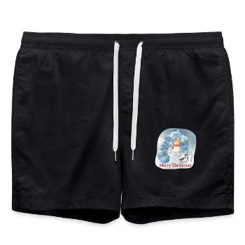Snowman Merry Christmas - Badeshorts - Schwarz - Vorne - AI Model Male 185 light (185cm)