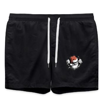 Santa im Loch von vorne 5 - Badeshorts - Schwarz - Vorne - AI Model Male 185 light (185cm)